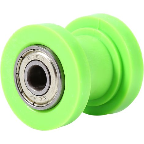 Roue de guidage de pignon tendeur adaptée aux motos de motocross avec un diamètre intérieur de 10 mm (verte). (1/4)