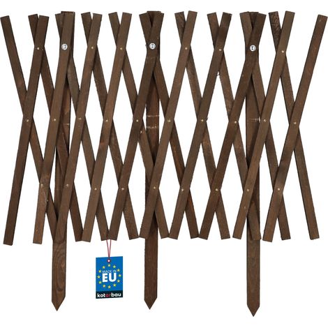 KOTARBAU® Cloture Bois - Bordure de Jardin en Bois à Planter 150 x 60 cm - Ganivelle Extensible - Clôture Bois Exterieur - Barrière en Bois Jardin - Marron (1/4)