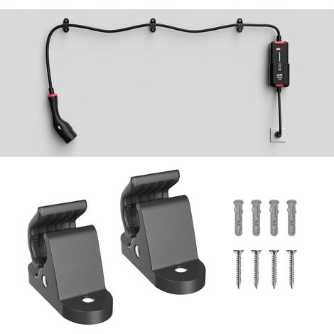 Support de Câble de Charge pour EV – Lot de 2 Supports Muraux Polyvalents pour Chargeurs de Véhicules électriques, Maintient Solidement Le Boîtier de Charge et Le Câble de Charge