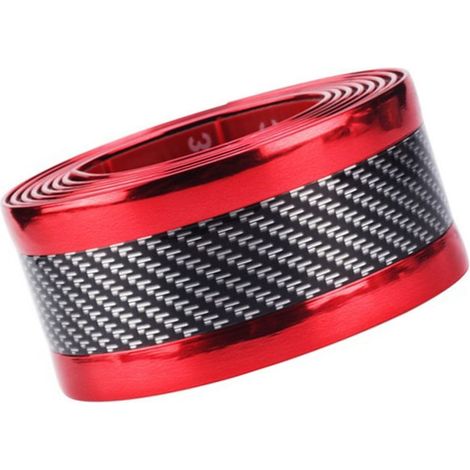 Protection de seuil de porte de voiture style fibre de carbone, double face, rouge, 1 m de long et 5 cm de large. Protection d'entrée de pédale de pare-chocs avant. (1/5)