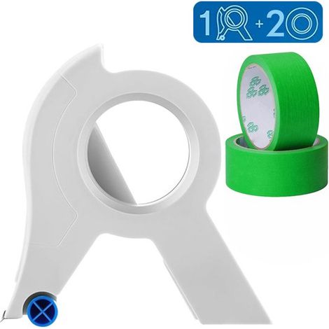 Dispensador de cinta de 3 piezas, Aplicador de cinta de pintor portátil, Incluye dos rollos de cinta, 15 x 10,4 cm, Verde (1/5)