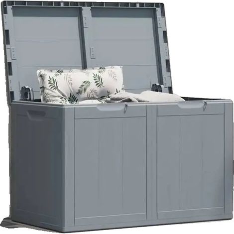 Gartenlagerbox, langlebiges Polypropylen, leicht zu reinigende Oberfläche, Grau (1/2)