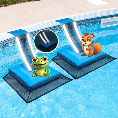 Rampe d'évacuation pour animaux de piscine – Lot de 1 : Dispositif flottant de sauvetage pour grenouilles et petite faune (Bleu) (1/5)
