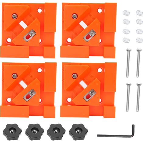 Pinces carrées pour boîte à bois, Angle droit de 90 degrés réglable, outil de serrage d'angle en acier inoxydable, Orange 4 pièces (1/5)