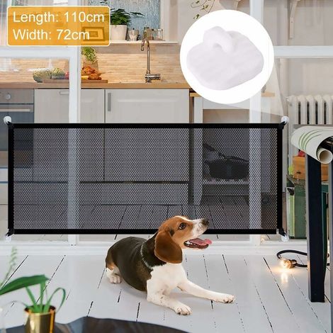 Porte Magique pour Chiens, Pliable Barriere Chien Barriere de Securite Extensible avec 4 Crochets Adhésifs, Portable Barriere pour Chien pour Portes, Escaliers, Couloirs, 110  72 cm