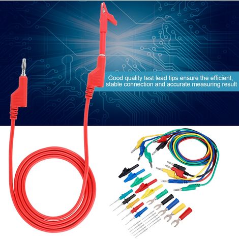 Jeu de cordons de test à fiche banane de 4 mm pour multimètres avec pince crocodile et embout de test en forme de U (P1036B) (1/5)