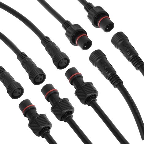 5 Paires Connecteur 12V 2 Pôles Étanche, Fiche Mâle Femelle 2 Pins pour Câble, Connecteur Étanche Extérieur pour Guirlande LED (1/5)
