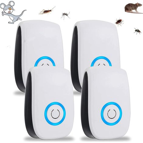 22-65 KHZ Répulsif Ultrason Anti Rongeur Insectes, Puissant 4 Pack Fréquence Changer Répulsif Antiparasitaire pour Occasions Polyvalentes Anti Rats, Souris, Fourmis, Cafards (1/5)