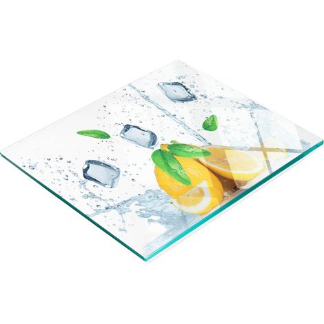 Dekoratives Schneidebrett aus gehärtetem Glas, Zitroneneiswürfel-Motiv, 60 x 52 cm (1/5)