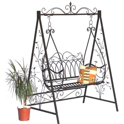 DanDiBo Hollywoodschaukel Metall 2 Sitzer Antik Vintage 1868 Schmiedeeisen Gartenschaukel Garten