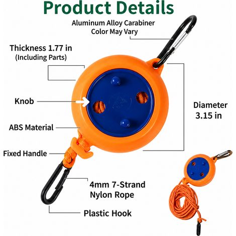 Ligne à linge portable pour voyage, corde à sécher pour camping extérieur avec crochets, ligne à linge rétractable antidérapante pour voyage (1/4)