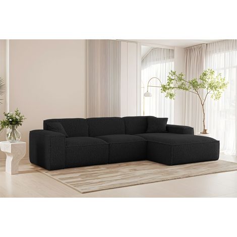 Ecksofa Designersofa CELES PREMIUM in Stoff Sven Schwarz Ottomane Rechts (1/3)