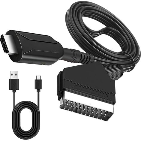 Adaptateur Péritel vers HDMI 1M, Convertisseur Péritel vers HDMI avec Câble, SCART to HDMI Convertisseur Vidéo Audio HD 1080P/720P pour TV, HDTV, STB, VHS, Xbox, PS2, PS3, Sky, Lecteur DVD, Blu-Ray (1/5)
