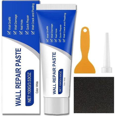 Enduit de rebouchage multi-usage avec kit spatule – réparation murale pour fissures, trous et plafonds maison et appartement (1/5)