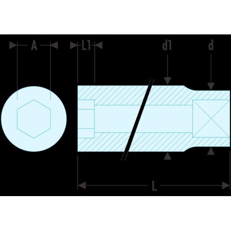 Douille longue Facom, 12 pans, 1/4 pouce, Métrique ( Prix pour 1 )