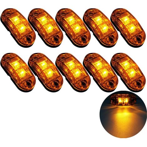10X 2 LED Feux de Marquage Latéral 12 / 24V Feux De Gabarit LED Remorque Lampe Latérale Avertissement Lumière jaune pour Camion RV Caravan,de DEBUNS