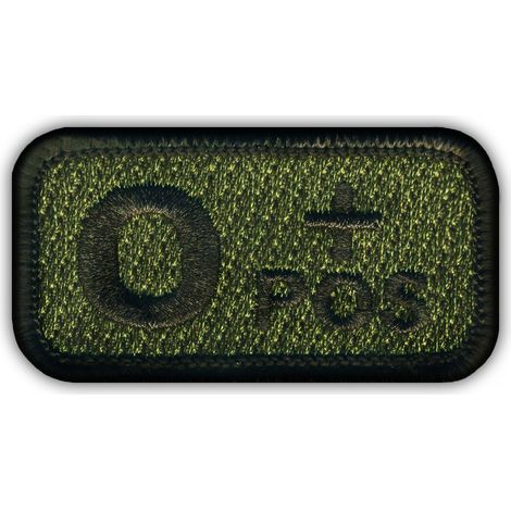 Patchion Blutgruppe 0 „pos“ olivgrün – Aufnäher/Abzeichen/Emblem zum Aufnähen