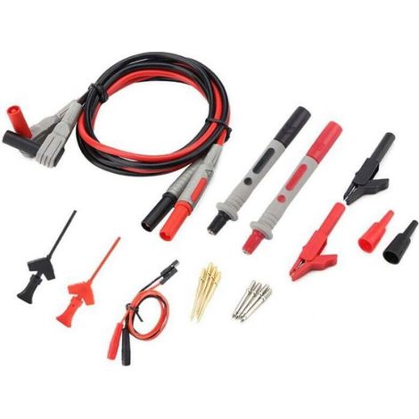 Cordons de test pour multimètre - ZOR® - Pinces crocodiles - Embouts de sonde remplaçables - Cuivre haute conductivité (1/4)