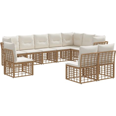 Set di divani da esterno Naturale Poliestere vidaXL