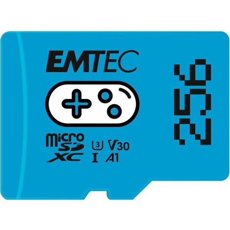 Tarjeta Emtec m256GB UHS-I U3 V30 A1 Gaming Azul (1/4)