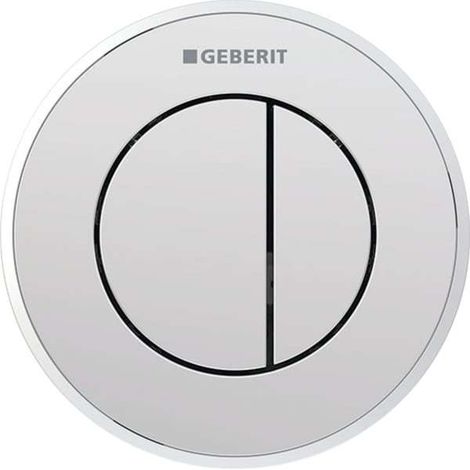 Geberit Typ 10 Fernbetätigung, rund, pneumatisch, 2-Mengen-Spülung, UP-Drücker: Taste, Rosette: chrom / glänzend, Designring: chrom / matt, 116.055.KH.1 (1/5)