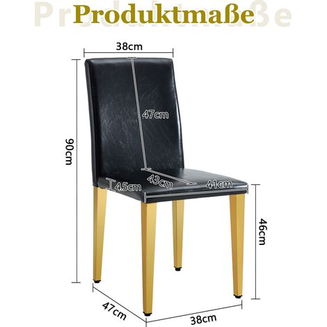 [Juego de 6 sillas de comedor minimalistas] Lujo europeo ligero en negro y dorado: cuero sintético negro + patas de metal dorado brillante, se adapta perfectamente a comedores modernos, salas de estar (1/5)