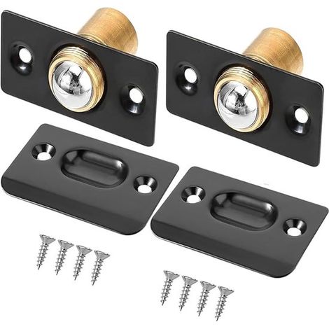 Set di 4 serrature nere per porte interne, catenacci con viti, serrature di sicurezza, serrature magnetiche per bagno, cucina e garage. (1/5)