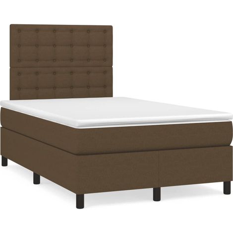 Sommier à lattes de lit matelas et LED marron foncé 120x190 (1/5)