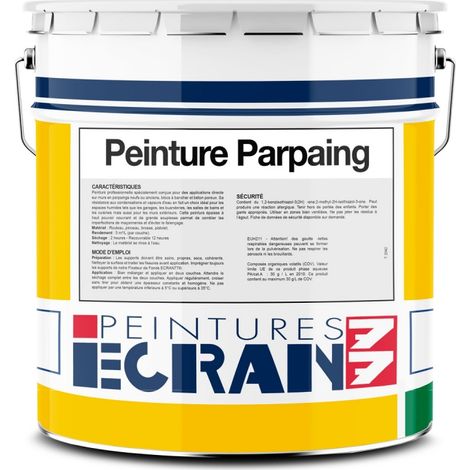 Peinture parpaing, bloc béton, agglo béton, peinture professionnelle opacifiante, sans odeur, mur intérieur, extérieur ECRAN77 ffffff 15 litres (1/2)