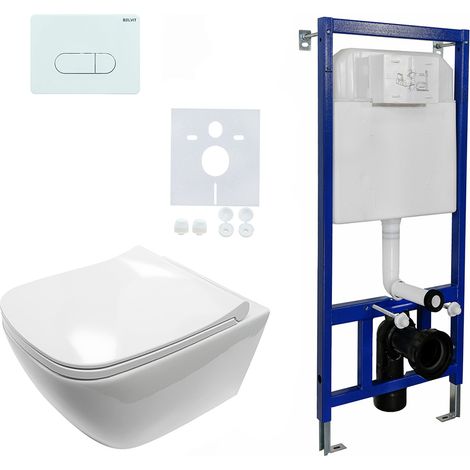 Belvit Komplettset Design Hänge WC + Softclose Deckel + Vorwandelement Belvit Komplettset Design Hänge WC + Softclose Deckel + Vorwandelement (1/5)