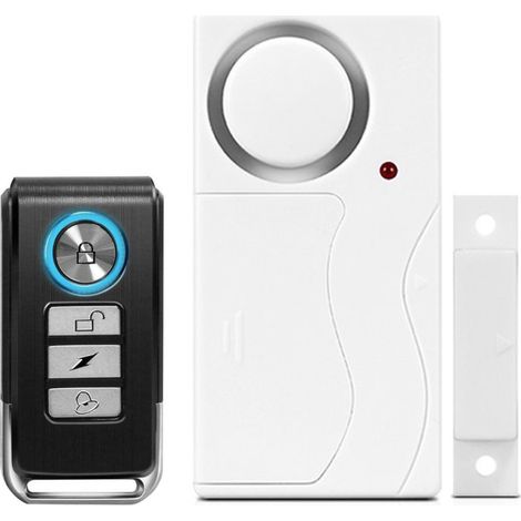 Alarma antirrobo inalámbrica con control remoto para puertas y ventanas, potente alarma para puertas de piscina de 105 dB. (1/5)