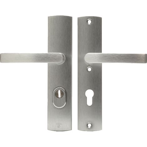 AXA Sicherheitstürbeschlag - Set - Curve Plus VH - Aluminium - Türgriff - mit Zylinderbohrung - PC55 - Türgriff mit Schutzschild (1/5)