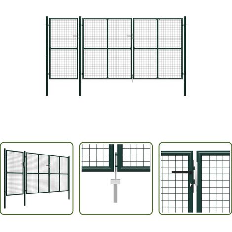 vidaXL Gartentor Grün -  Gartentor aus Stahl 400 x 150 cm Grün