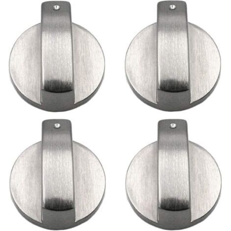 FENOPLASTICABoutons d'ustensiles de cuisine en métal brossé, lot de 4, boutons de commande pour cuisinière à gaz, compatibles avec les verrous de commande des cuisinières à gaz. (1/4)