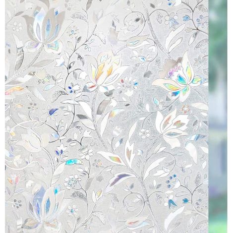 Film adhésif pour vitres, film opaque pour préserver l'intimité, film décoratif 3D, adhésif statique sans colle, protection UV, motif tulipe (1/5)