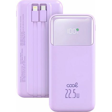 Batería Externa Universal Power Bank 10.000 mAh Carga Rápida 22.5W COOL Pocket Violeta