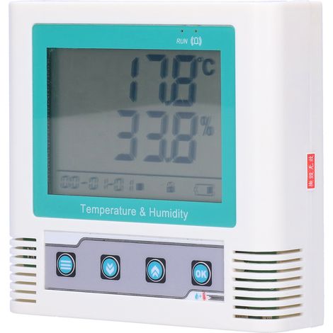 Enregistreur de température numérique avec capteur haute précision intégré, écran LCD USB et enregistreur de données d'humidité (2,08 millions de groupes de données).