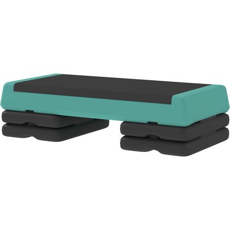 Step d'aérobic, step de fitness, antidérapant, réglable en hauteur, 3 niveaux, 77 x 36 x 20,5 cm, vert et noir (1/5)