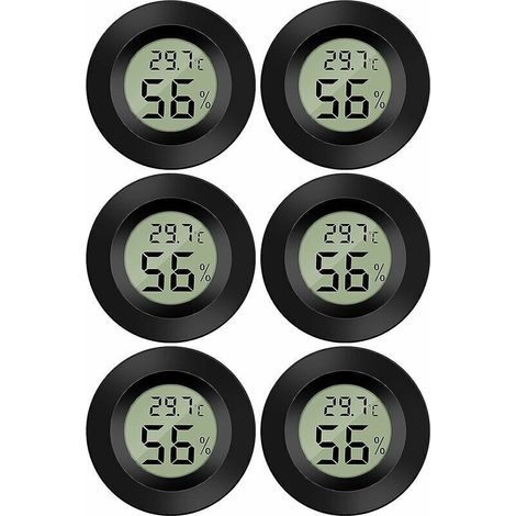 Mini termómetro e higrómetro digital LCD, temperatura y humedad -5070℃ 10%99% HR, termohigrómetro portátil indicador para oficina, cocina, humidores, incubadoras, reptiles (6 unidades - B) (1/5)