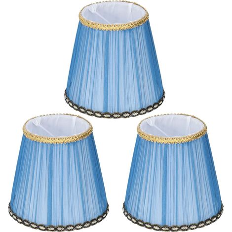 3Pcs Petit Abat-Jour, 9x14x13cm Abat Jour en Tissu Plissé à Pince (1/5)
