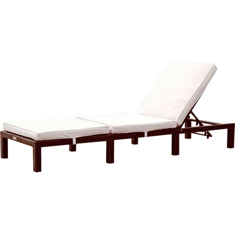 Reclining Rattan Sun Lounger in Brown