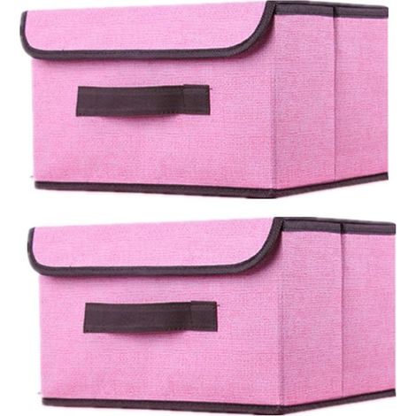 Aufbewahrungsbox mit Deckel, Kleideraufbewahrungsbox, faltbare Aufbewahrungsbox (26×19×16cm/2 Stück, rosa) (1/4)