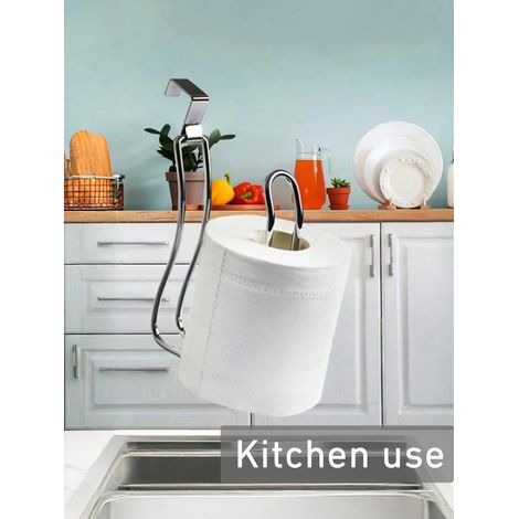 (S) Porte-rouleau de papier essuie-tout mural en acier inoxydable, sans perçage, adhésif, pour cuisine et salle de bain, distributeur sous meuble (1/5)