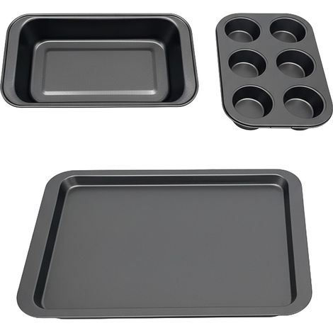 Set di 3 teglie antiaderenti: muffin, pagnotta, teglie per arrostire