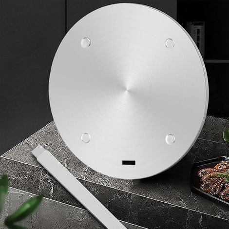 Plaque diffuseur de chaleur à induction, plaque d'adaptation à induction en acier inoxydable avec poignée amovible pour cuisinière à gaz, café, lait, plaque à induction 28 cm (1/5)