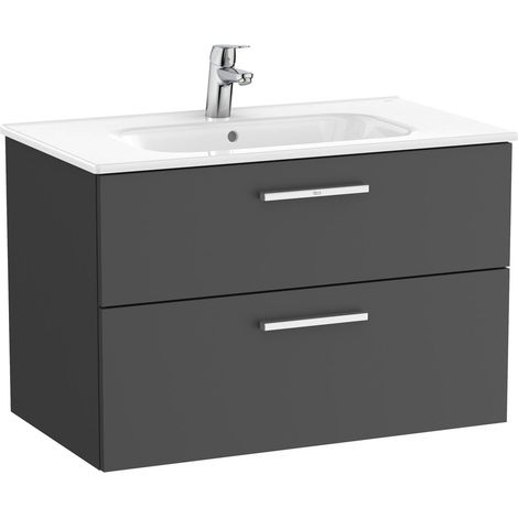 UNIK - Mueble base 2 cajones + lavabo - ROCA Color: Fresno nórdico - Medidas: 705x453x515 mm (1/4)