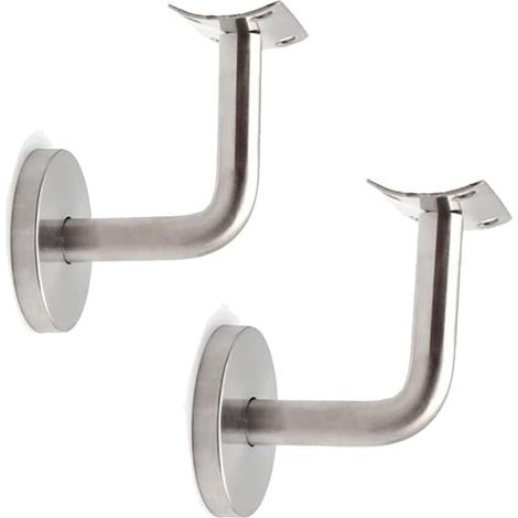 Support de Main Courante, 2 Pièces Acier inoxydable supports de Rampe Main, Fixation de Main Courante pour Support Mural de Rampe en Bois avec Rosace de Couverture (1/4)