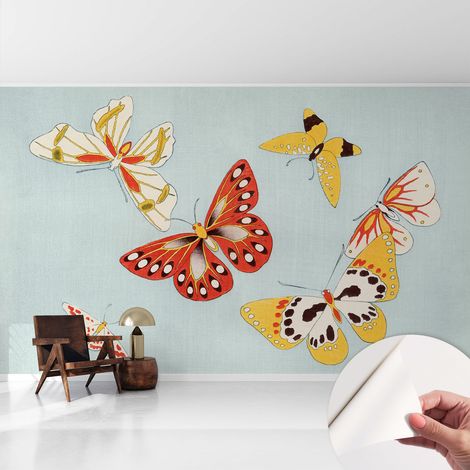 Papier peint autocollant avec imprimé pour intérieur moderne application facile a motif Papillons artistiques 416x254 cm (1/5)