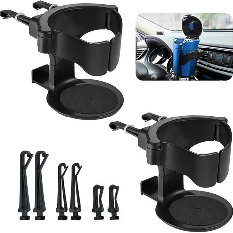 Juego de 2 portavasos ajustables para rejillas de ventilación del coche: multifuncionales, compatibles con camiones y coches. (1/5)