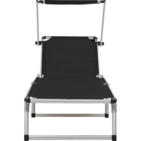 Maison Exclusive - Lettino Pieghevole con Tettuccio Alluminio e Textilene Nero (1/5)